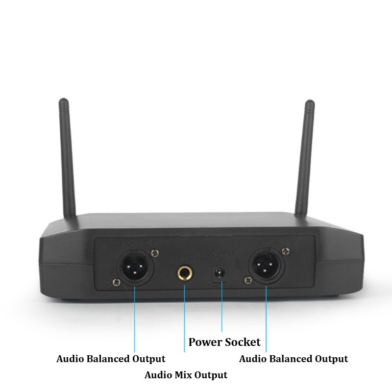 Professional 2 Channel UHF Wireless Dual Microphone Cordless Handheld Mic System 10