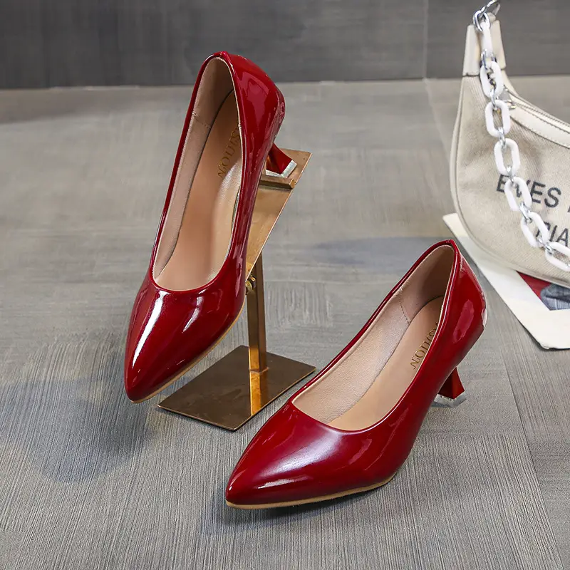 Pointed Toe Stiletto Pumps High Heel Slip-On Dress Shoes
