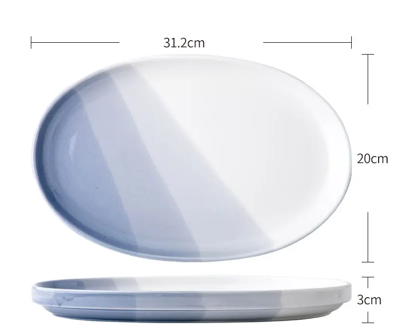 Nordic Style Oval Ceramic Fish Plate for Serving