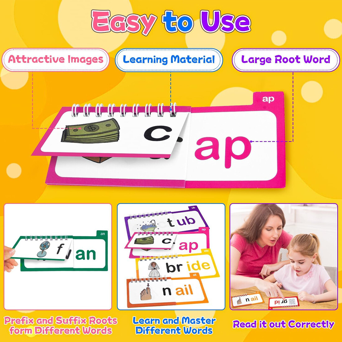 NEW 30 Read And Rhyme Flip Books,Word Families Flash Cards, Sight Word UK — image 11