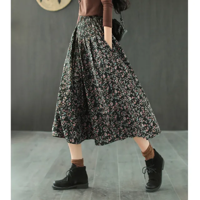 All match Elastic Waist A line Midi Skirt Black - Shop at LoveMi