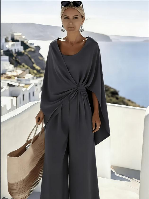 Women's Minimalist Batwing Sleeve Wide Leg Jumpsuit
