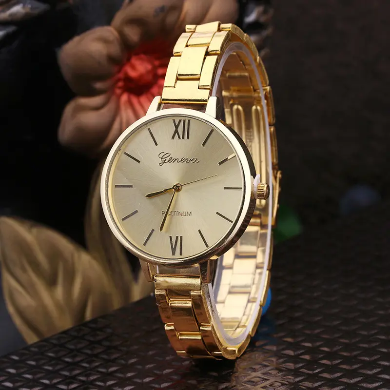 Geneva Alloy Watch Large Dial Slim Band