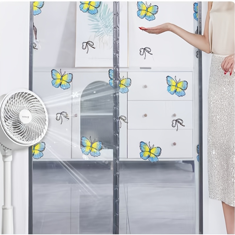Durable Mosquito Mesh Door, Butterfly Embroidery, Magnetic Auto-Close, Thick Net, Self-Adhesive, Easy Install, Bedroom, Kitchen, Living Room, Balcony — foto 5