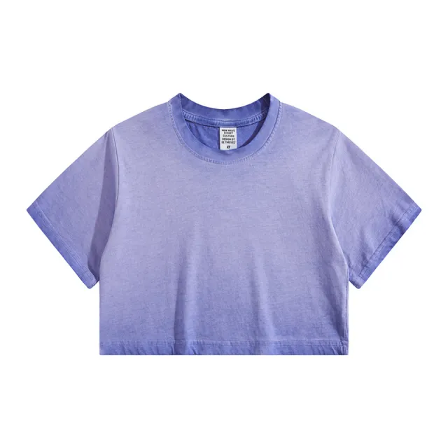 Distressed Colorful Frayed Cropped T shirt Hip hop Taro Color - Shop at LoveMi