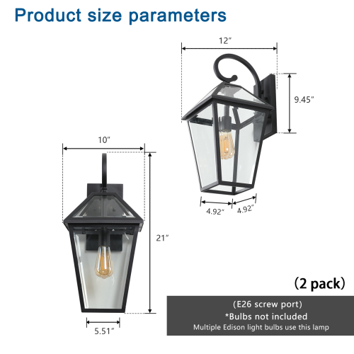 Modern Outdoor Waterproof Wall Lights Support Many Types Of Bulb-2 Packs Unavailable Platform- Temu