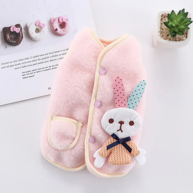 Pet Dog Cat Clothes Autumn And Winter Teddy Pink Bunny Vest - Shop at LoveMi