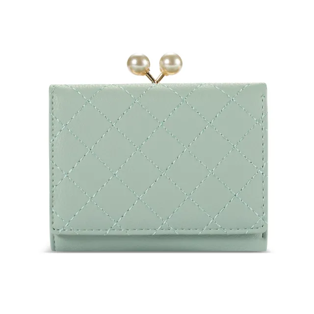 Pearl Clip Female Rust Line Multi Card Holder Purse Girls Lovely Small Clutch Bag Green - Shop at LoveMi