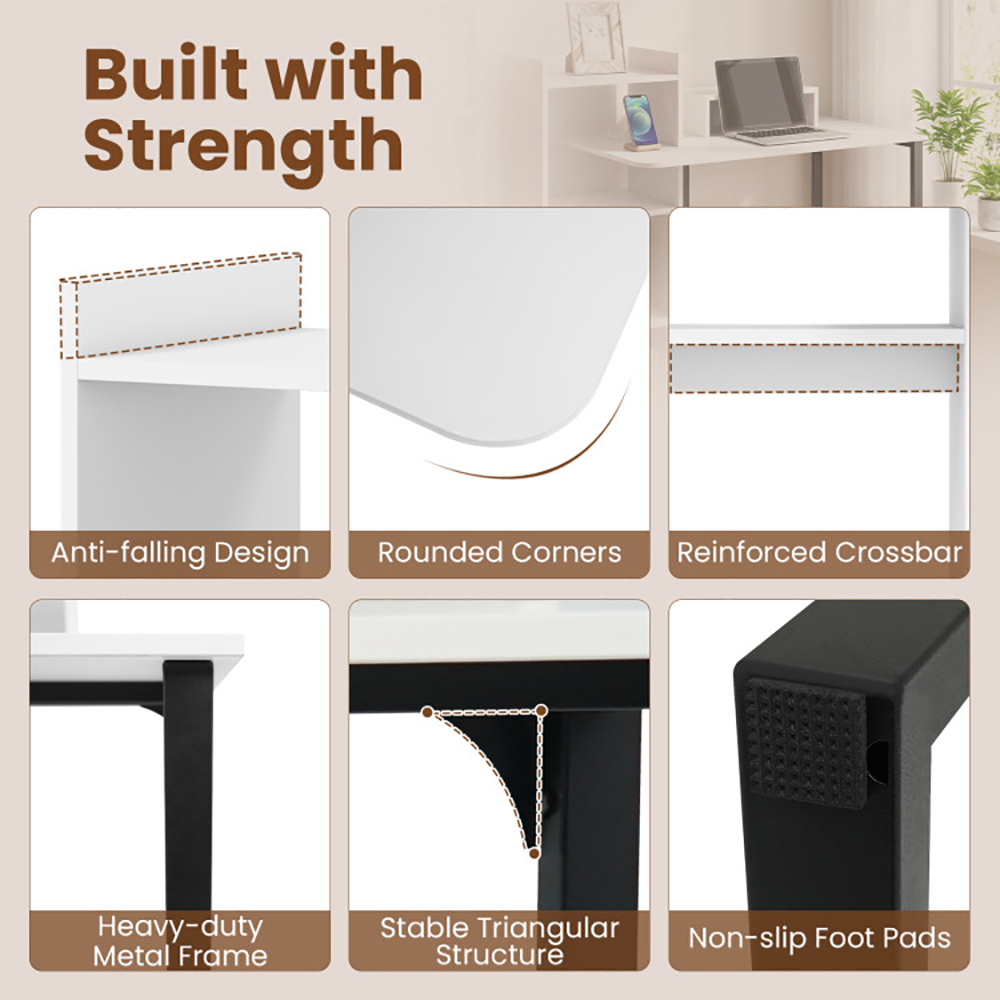 Computer Desk With Charging Station And Ergonomic Monitor Stand With Non-slip Foot Pads For Living Room, Bedroom, Study And Office view 3