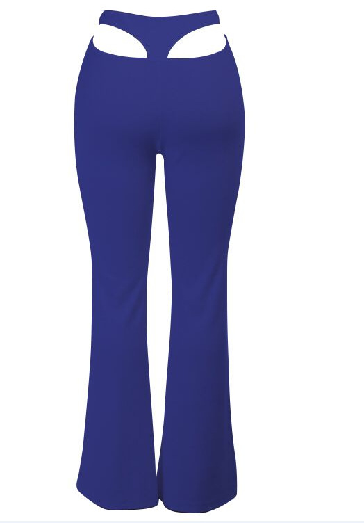 Women's T Line Cutout Wide Leg Stretch Slim Pants Royal - Shop at LoveMi