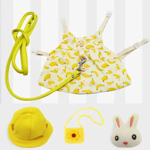 Pet Rabbit Rabbit Garden Small Banana Clothes Traction Rope Full Set - Shop at LoveMi