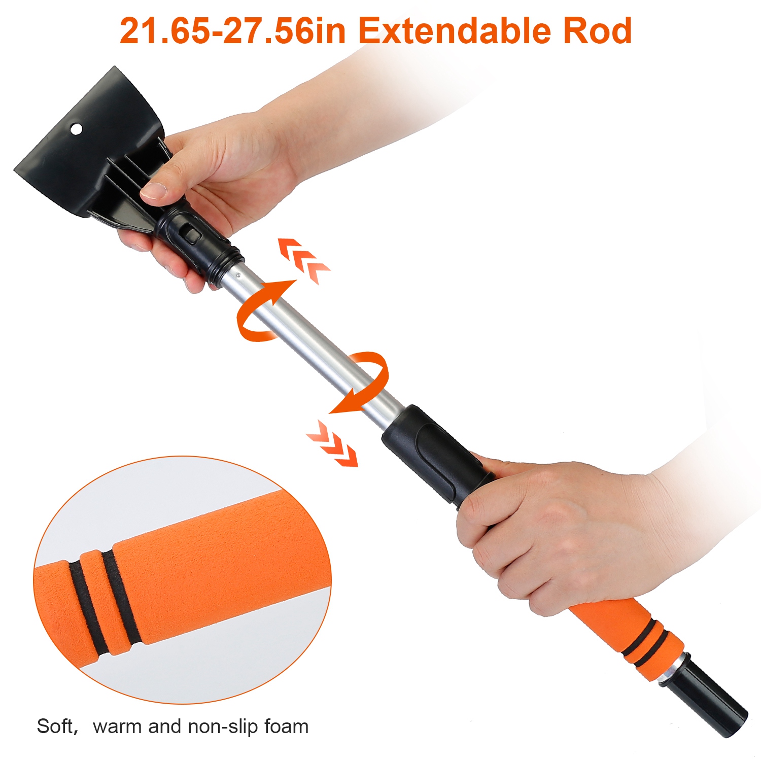 3 Color Options -- 1Pc 3 In 1 Windshield Ice Scraper Extendable Car Snow Removal Tool Telescoping Car Broom Snow Shovel Automobile Frost Removal - Image 9