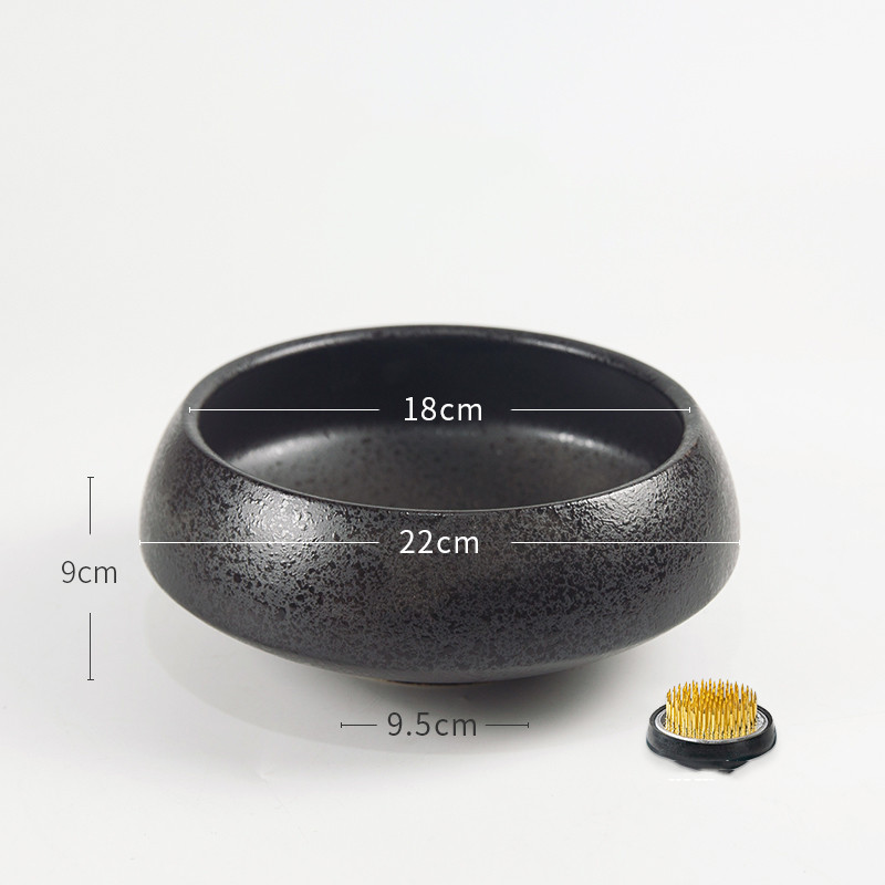 Title 11, Ink Black Ceramic Flower Pot Retro Chinese Arra...