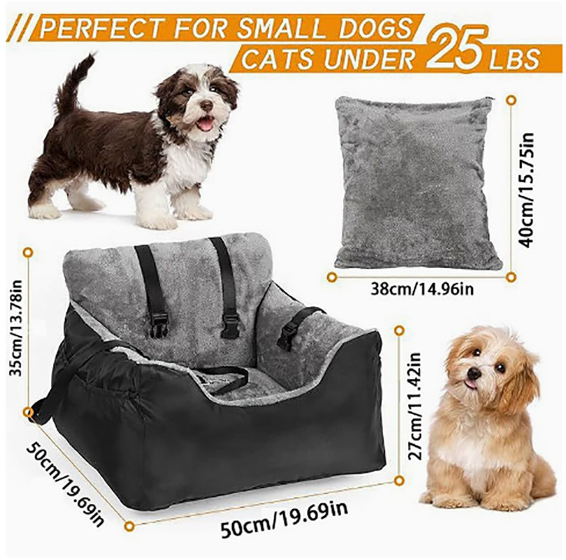 Portable Medium Dog Car Seat Booster Bed Washable Travel Carrier Below 25Lbs — image 12