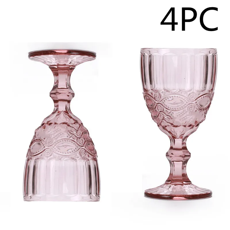 Vintage embossed petal glass - Red 4Pc