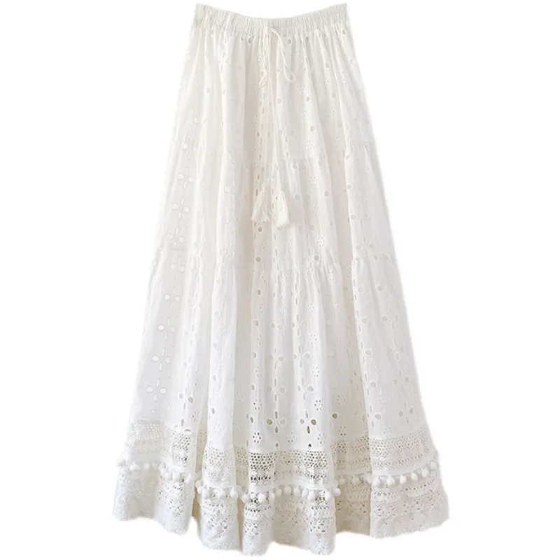 Hollow Out White Holiday Skirt Beach Skirt - White