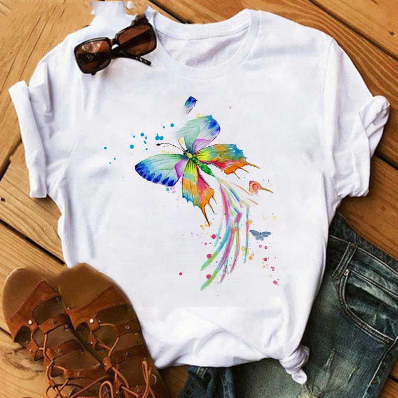 Title 12, Loose Round Neck White Ladies Casual T Shirt Wi...