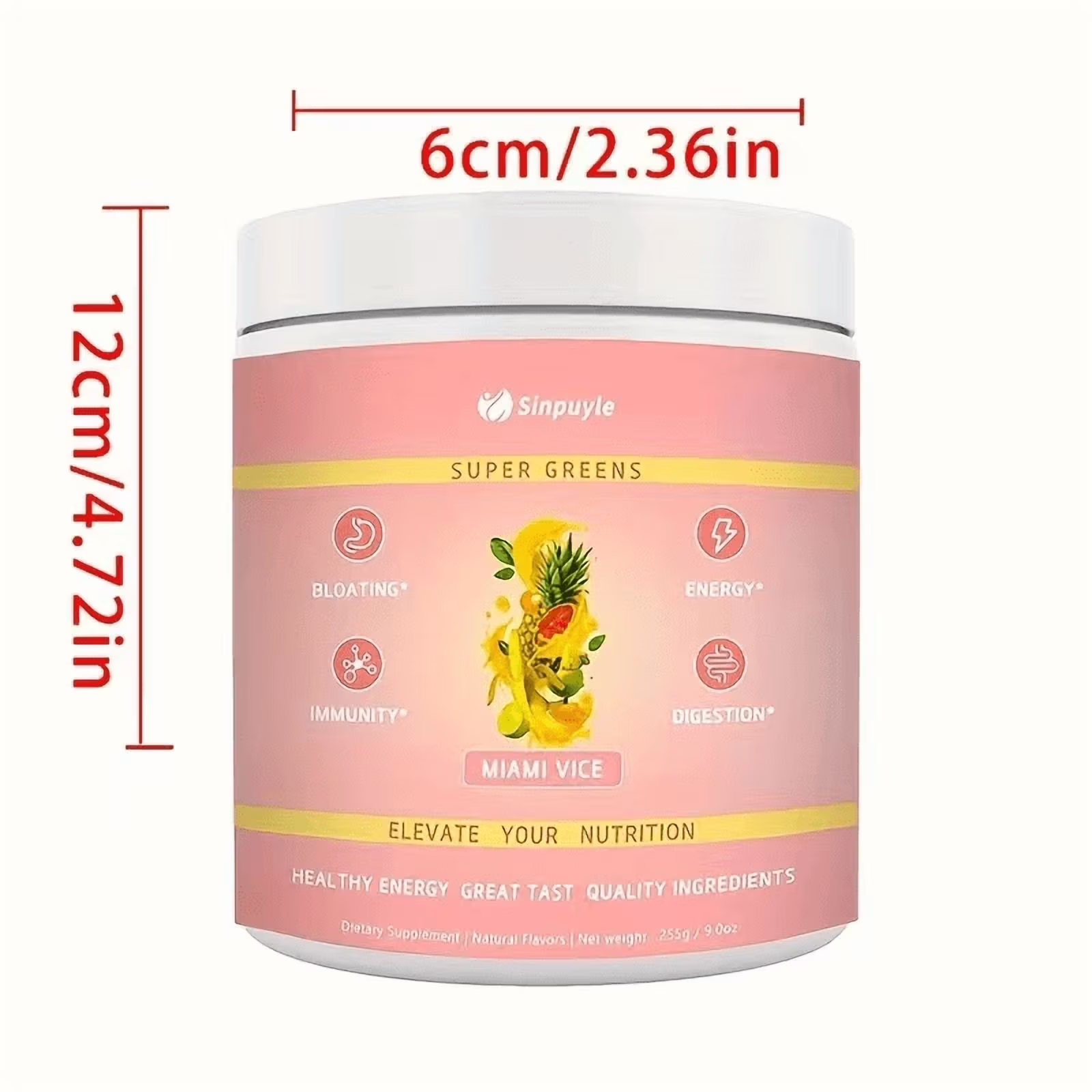 Super Greens Powder Miami Vice Flavor 255g Natural Daily Greens Supplement Supports Energy Digestion Immunity Bloating Relief — view 6