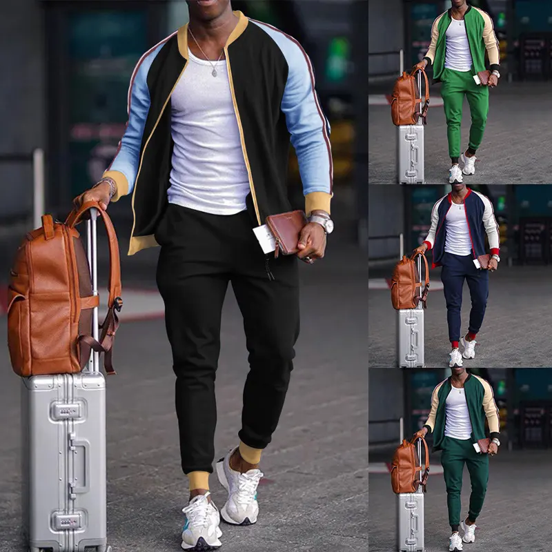 Sports Casual Sweater and Pants Zipper Set