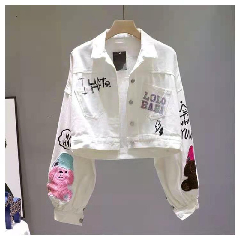 Spring And Autumn New Cartoon Letter Printing Loose Long-sleeved Top