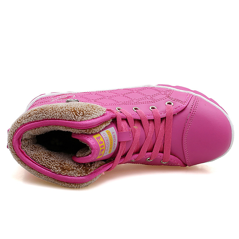 Leather High-waist Velvet Warm Flat-bottomed Middle School Short Boots