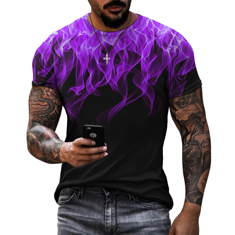 Title 8, Multicolor Flame Gradient Mens Running T-Shirt