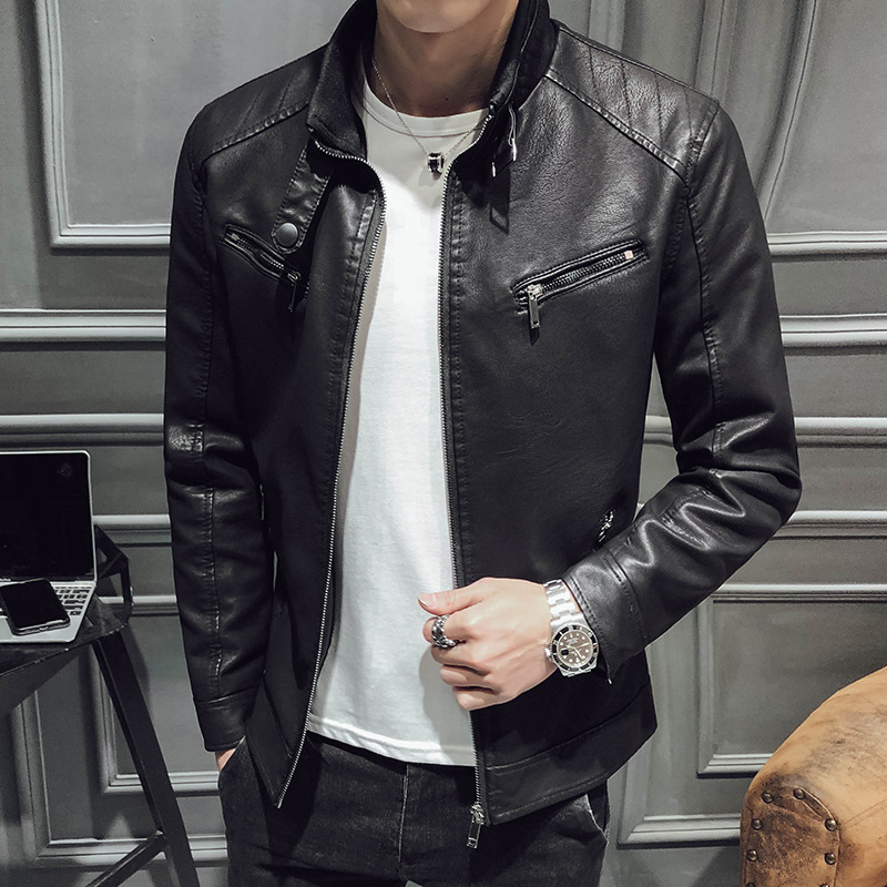 Title 4, Casual Mock Neck leather jacket