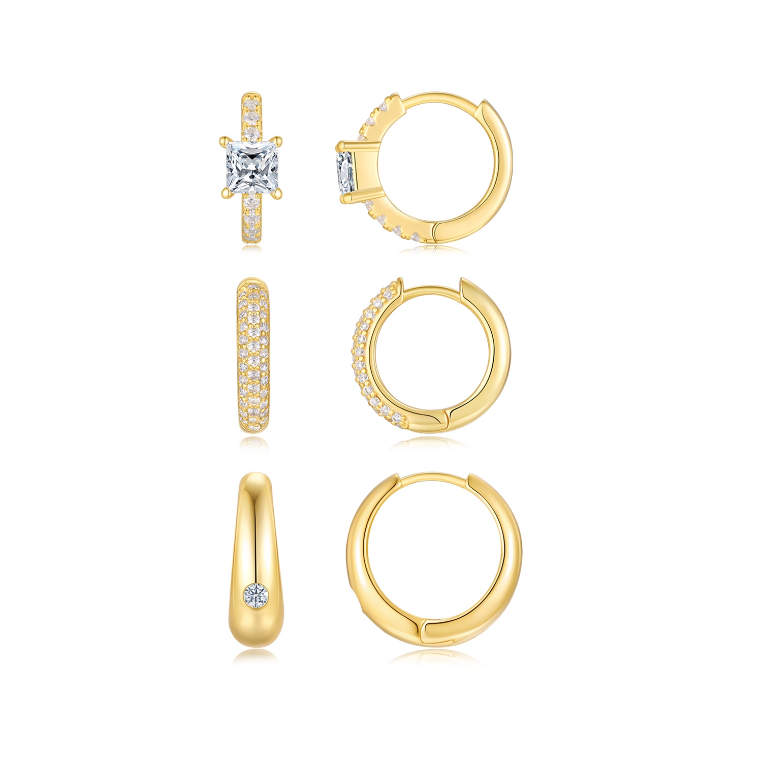 A Luxurious And Fashionable Minimalist Jewelry Earring Set Featuring Top-quality Moissanite Stones, Made Of S925 Silver Electroplated With Gold.