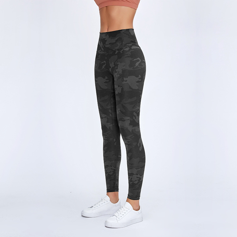 Women's High Waist Buttocks Nude Yoga Pants Black Camouflage - Shop at LoveMi