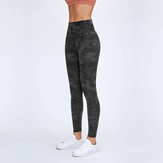 Women's High Waist Buttocks Nude Yoga Pants Black Camouflage - Shop at LoveMi