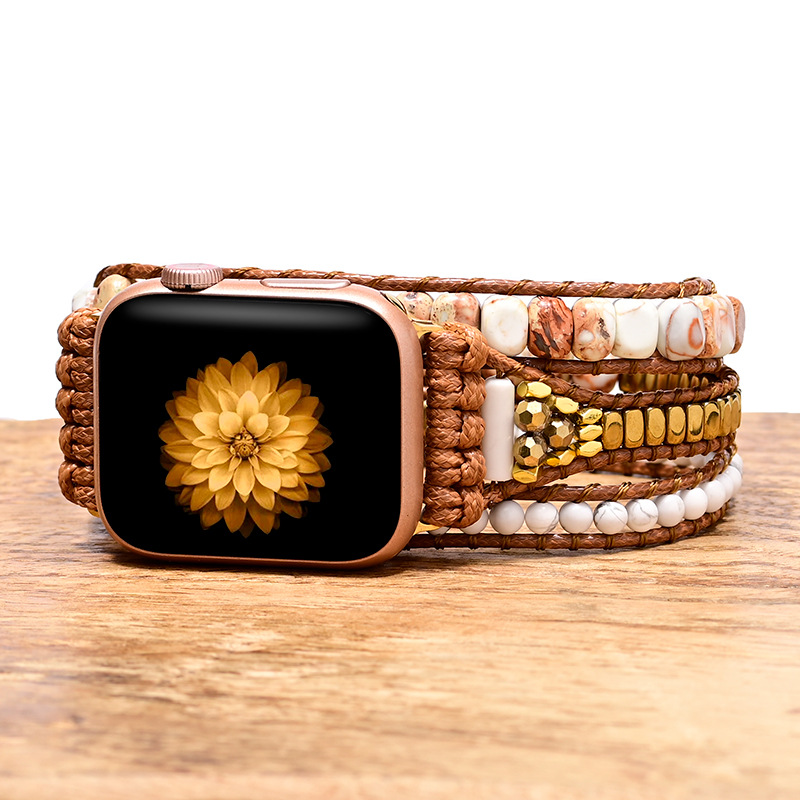 Natural White Turquoise Woven Watch Strap