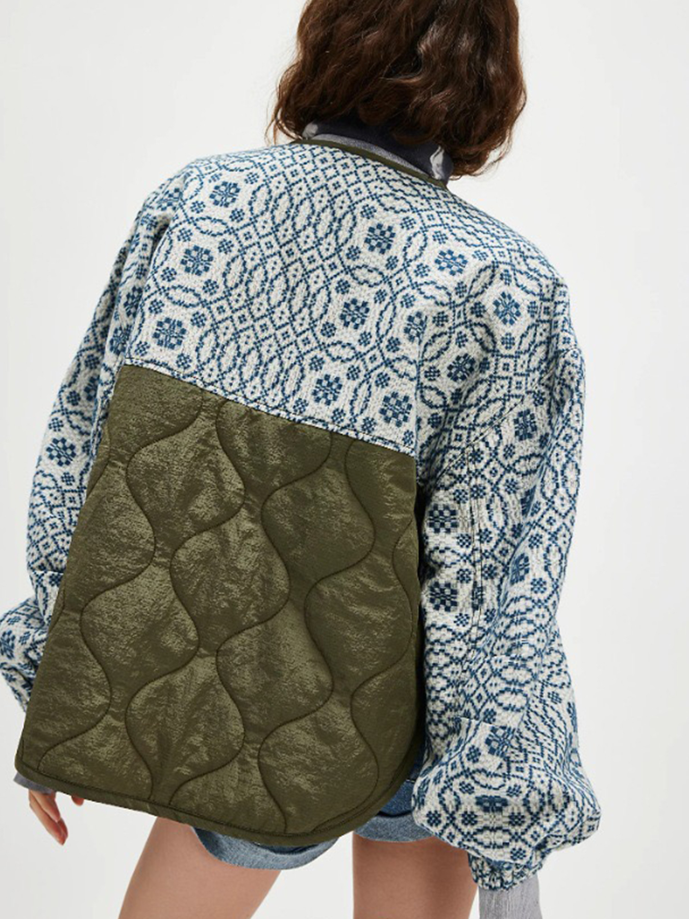 Women's quilted patchwork coat — autumn styling editorial