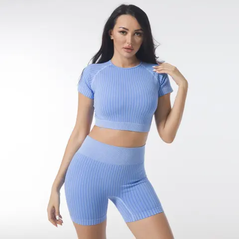 Summer Women Seamless Yoga Set Gym Workout Clothes Sports