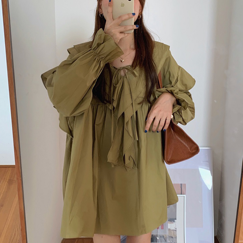 Women's High Waist Long Sleeve Doll Dress