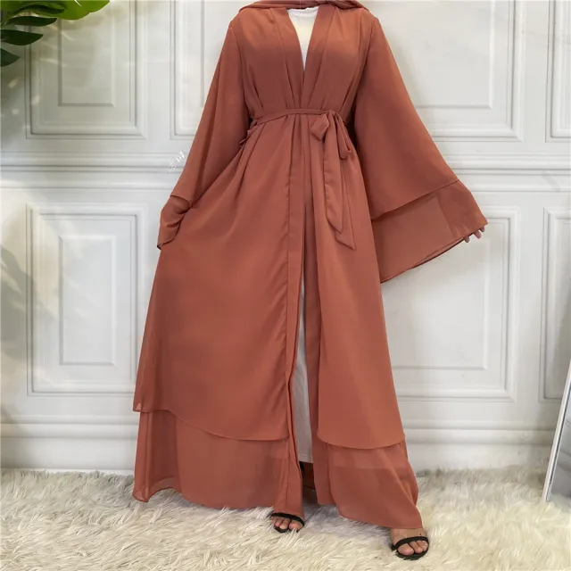 Fashionable Muslim Cardigan Chiffon Robe Leather Powder - Shop at LoveMi