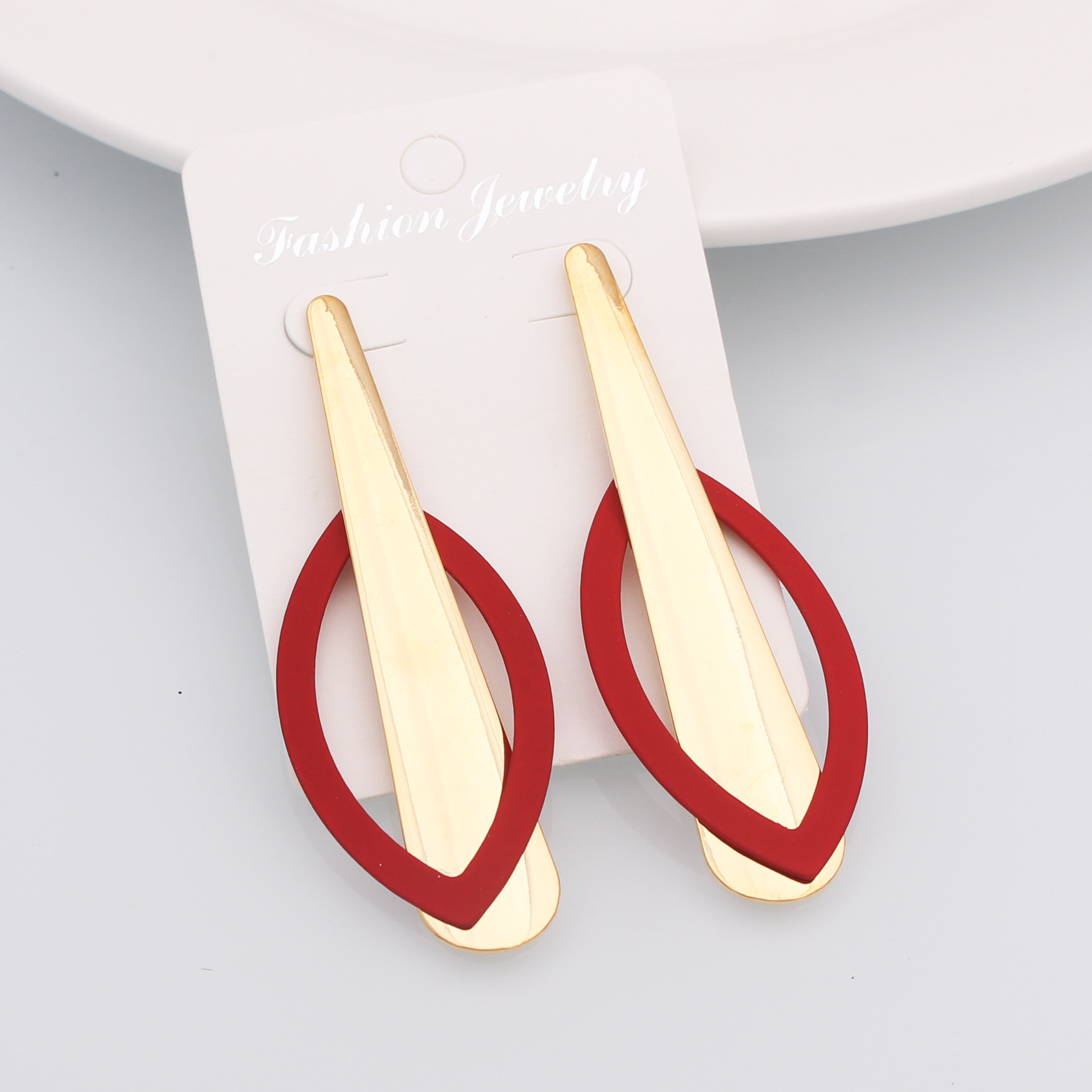 European And American Exaggerated Earrings Metal Painted Leaves