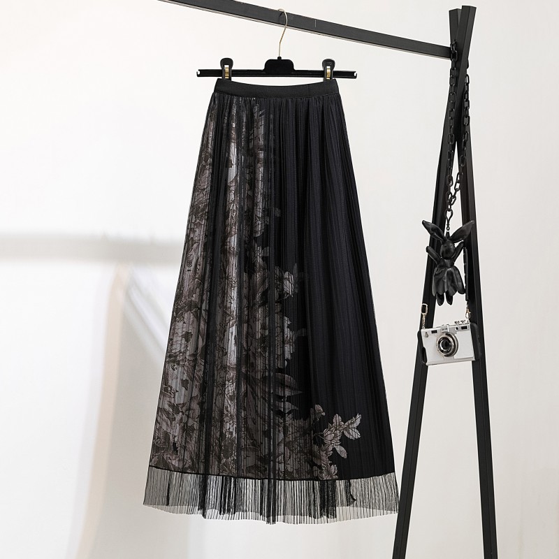 Title 2, High waist bloemen mesh rok