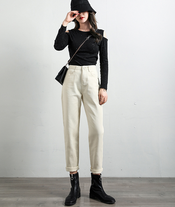 Korean Jeans Loose Harem Pants High Waist Radish Chic Pants Straight Retro Dad