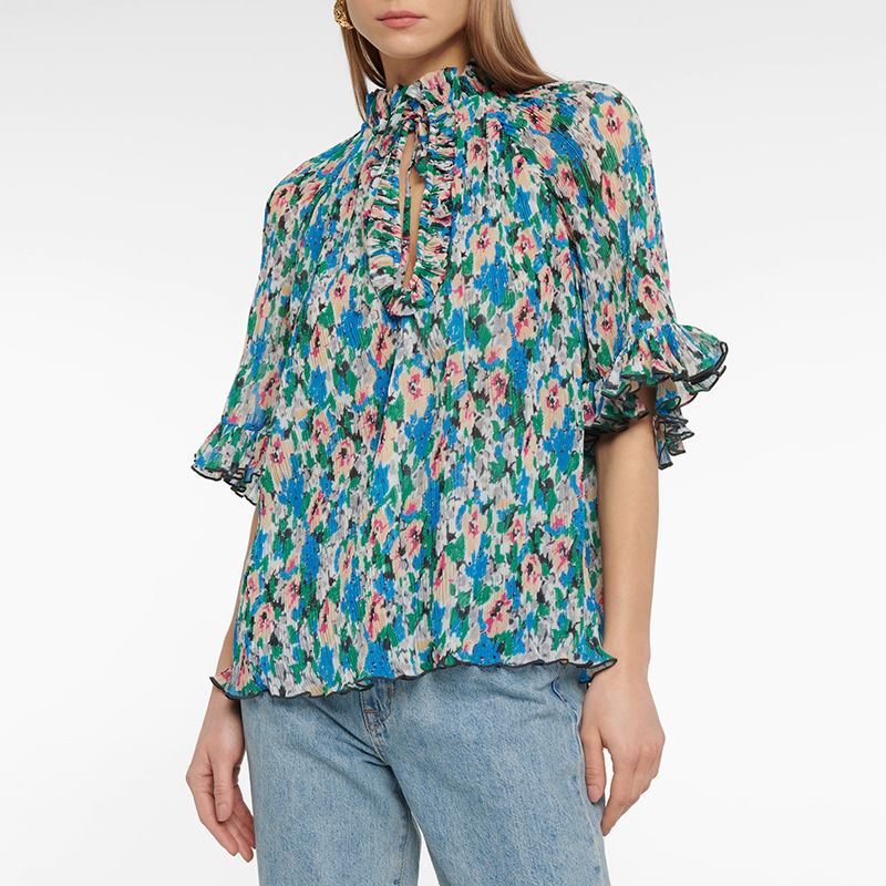 Title 9, Printed Mid-sleeve Georgette Shirt And Chiffon Top