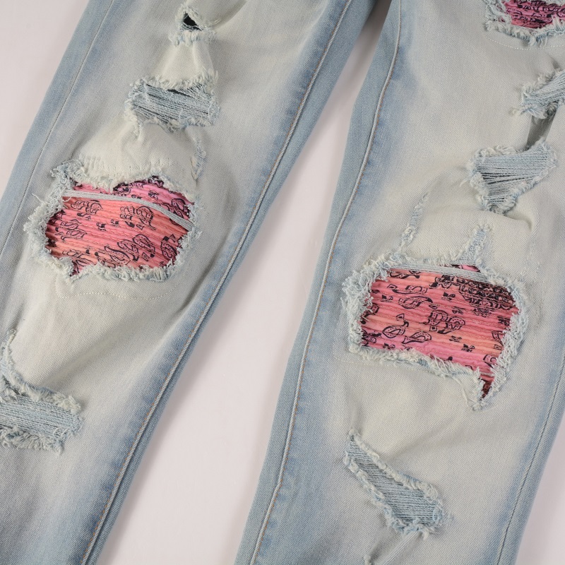 Jeans Men's High Street Paisley Light Color