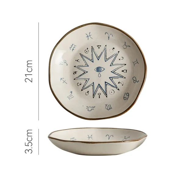 Japanese Vintage Rough Ceramic Western Dinner Plate Constellation - Shop at LoveMi