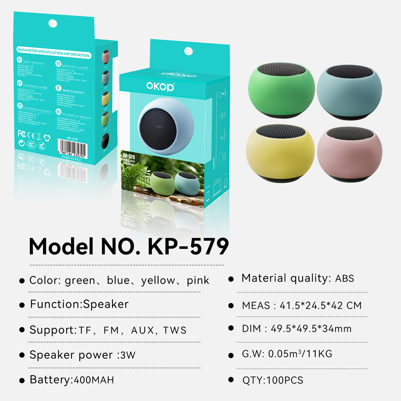 KP-579 Hot-selling Macaron-style Bluetooth Speaker Mini Portable Outdoor Speaker With Powerful Bass High Volume And TF Card Support 2