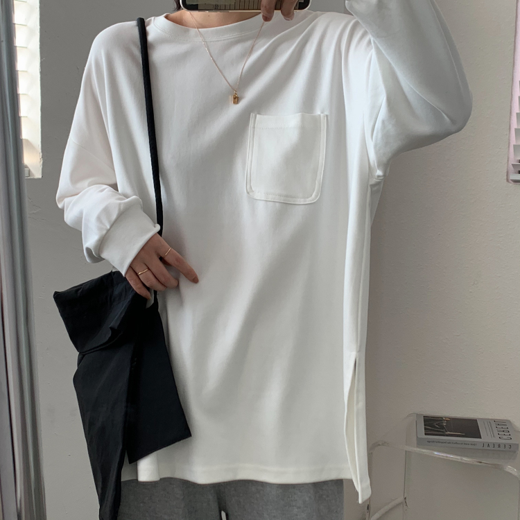 Ladies' Simple And Easy To Wear Casual Pocket T-shirt