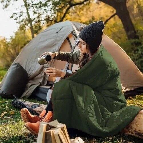Down Camping Blanket Camping Hiking Puffy Down Blanket Packable Lightweight Down Gray