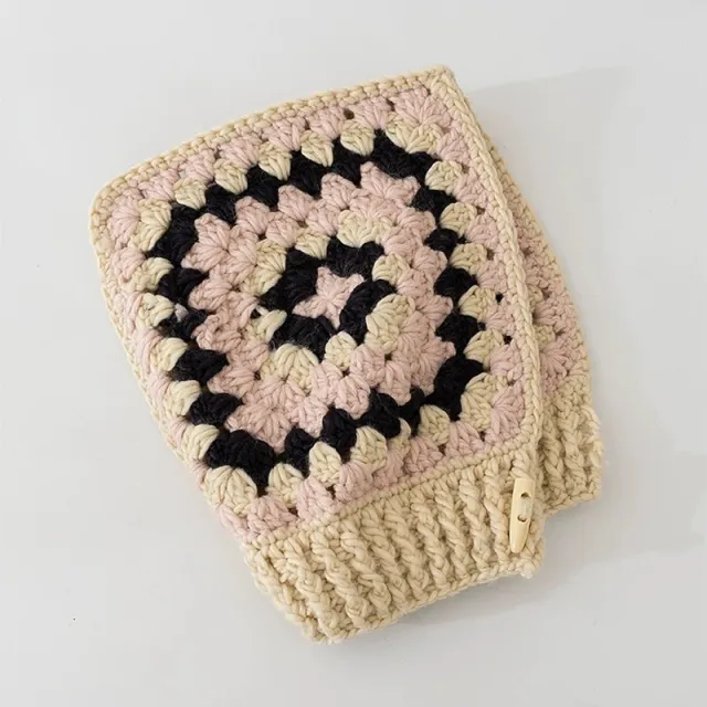 Women's Hand Crochet Vintage Warm Hat Beige - Shop at LoveMi