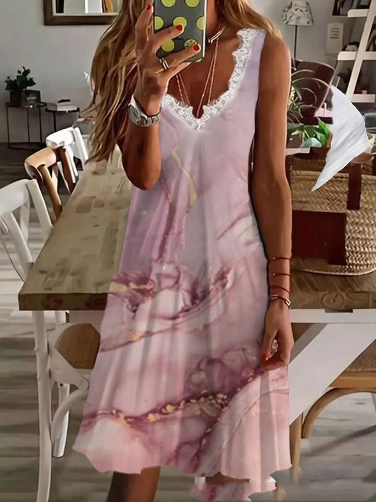Women's Strap Lace V-Neck Dress