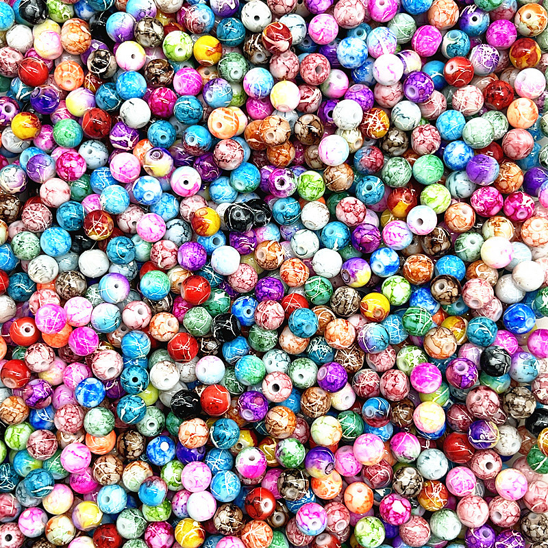 Title 1, Double Color Brushed Glass Beads Scattered Hand...