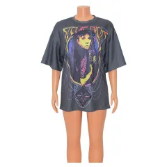 Women's Street Casual Home Print Loose T-Shirt - Grey - View 1