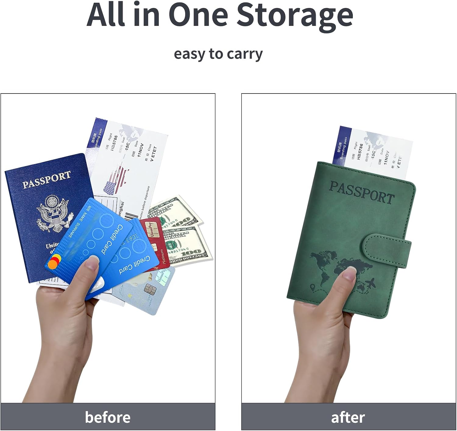 Leather Passport Holder, RFID Blocking Travel Wallet With Card Slots For Passport, ID Cards, Credit Cards And Travel Essentials 2