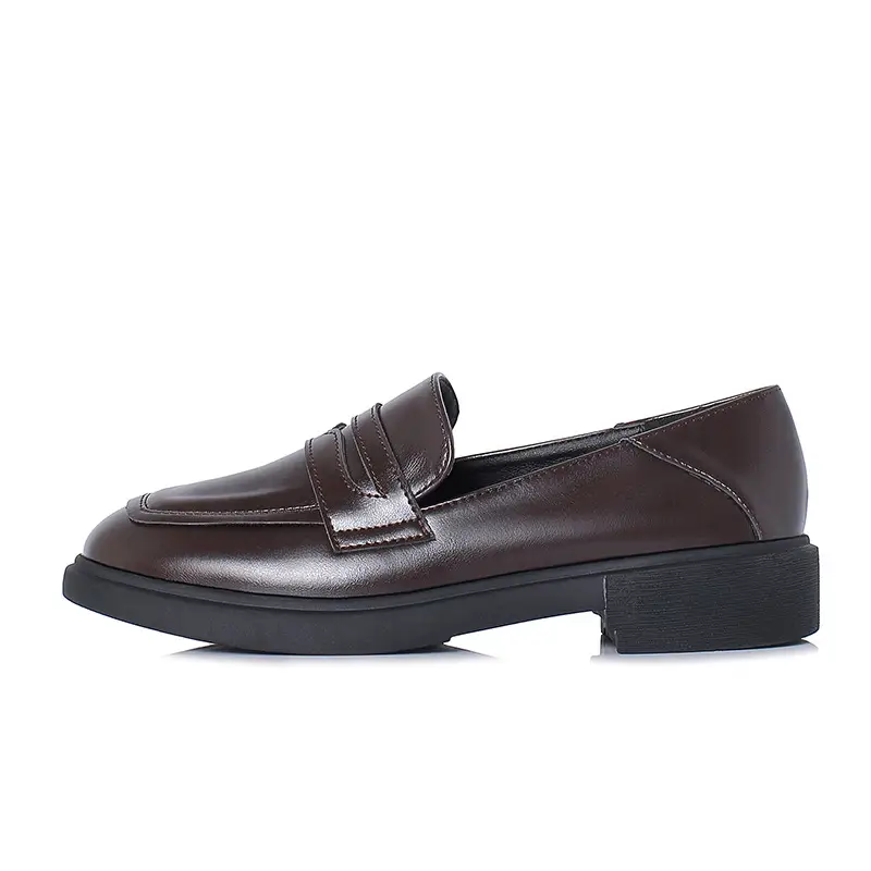 Small Leather Women's Microfiber Leather Casual Single Shoes Mid-heel